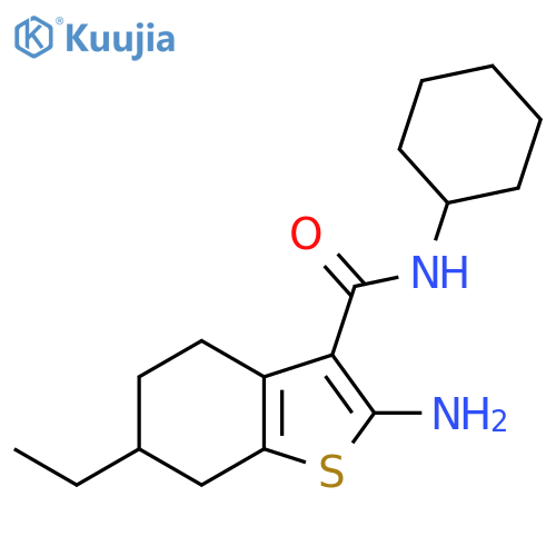 2-Amino-N-cyclohexyl-6-ethyl-4,5,6,7-tetrahydro-1-benzothiophene-3-carboxamide structure