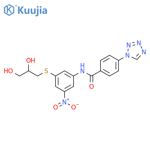 <br>N-[3-(2,3-Dihydroxy-propylsulfanyl)-5-nitro-phenyl]-4-tetrazol-1-yl-benzami de structure