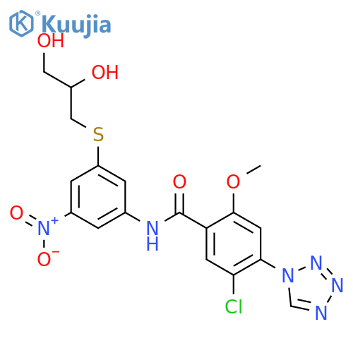 <br>5-chloro-N-{3-[(2,3-dihydroxypropyl)sulfanyl]-5-nitrophenyl}-2-methoxy-4-(1 H-tetrazol-1-yl)benzamide structure