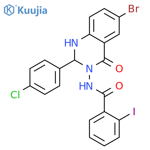 <br>N-(6-bromo-2-(4-chlorophenyl)-4-oxo-1,4-dihydro-3(2H)-quinazolinyl)-2-iodob enzamide structure