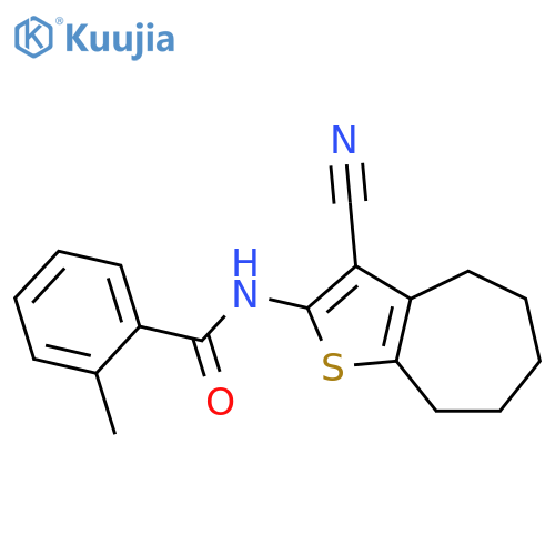 <br>N-(3-Cyano-5,6,7,8-tetrahydro-4H-cyclohepta[b]thiophen-2-yl)-2-methyl-benza mide structure