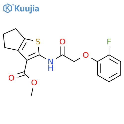 <br>methyl 2-{[(2-fluorophenoxy)acetyl]amino}-5,6-dihydro-4H-cyclopenta[b]thiop hene-3-carboxylate structure