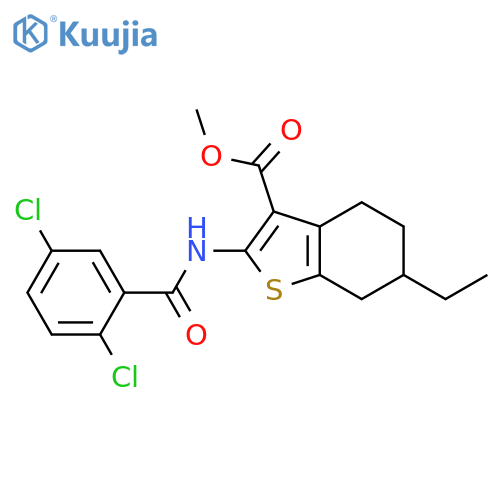 <br>methyl 2-(2,5-dichlorobenzamido)-6-ethyl-4,5,6,7-tetrahydro-1-benzothiophen e-3-carboxylate structure
