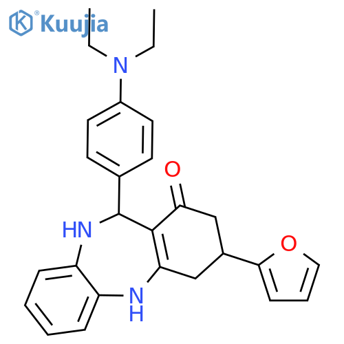 <br>11-(4-Diethylamino-phenyl)-3-furan-2-yl-2,3,4,5,10,11-hexahydro-dibenzo[b,e ][1,4]diazepin-1-one structure