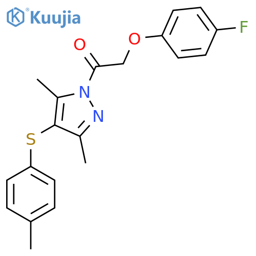 1-{3,5-dimethyl-4-(4-methylphenyl)sulfanyl-1H-pyrazol-1-yl}-2-(4-fluorophenoxy)ethan-1-one structure