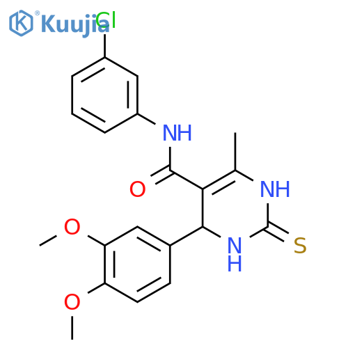 N-(3-chlorophenyl)-4-(3,4-dimethoxyphenyl)-6-methyl-2-sulfanylidene-1,2,3,4-tetrahydropyrimidine-5-carboxamide structure