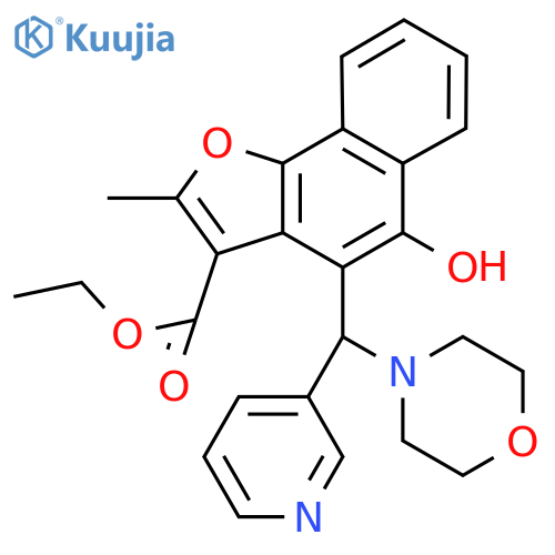 ethyl 5-hydroxy-2-methyl-4-(morpholin-4-yl)(pyridin-3-yl)methylnaphtho1,2-bfuran-3-carboxylate structure
