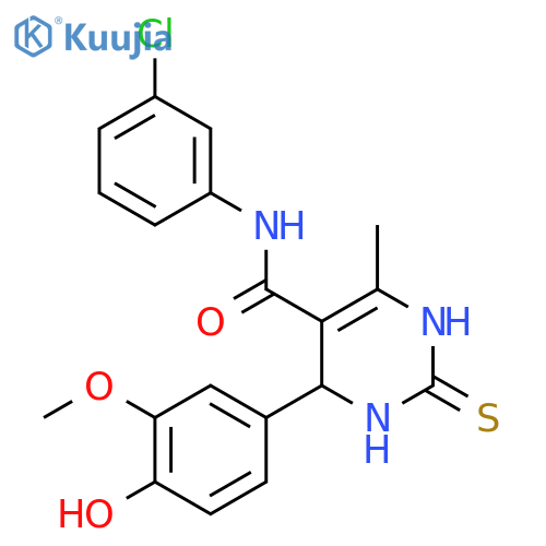 N-(3-chlorophenyl)-4-(4-hydroxy-3-methoxyphenyl)-6-methyl-2-sulfanylidene-1,2,3,4-tetrahydropyrimidine-5-carboxamide structure
