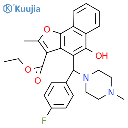 ethyl 4-(4-fluorophenyl)(4-methylpiperazin-1-yl)methyl-5-hydroxy-2-methylnaphtho1,2-bfuran-3-carboxylate structure