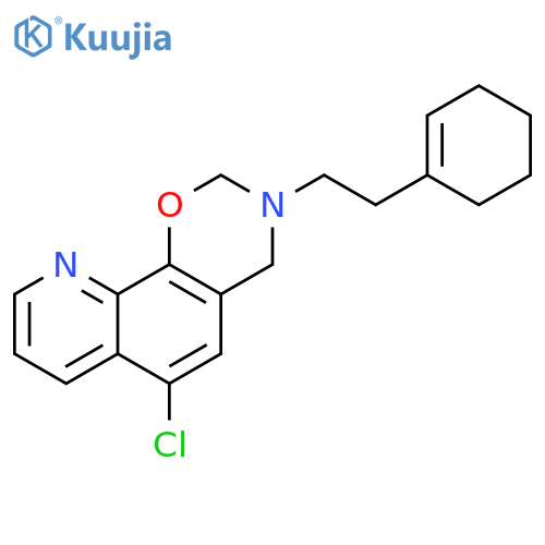 6-chloro-3-(2-(cyclohex-1-en-1-yl)ethyl)-3,4-dihydro-2H-[1,3]oxazino[5,6-h]quinoline structure