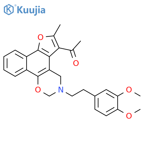 1-{9-2-(3,4-dimethoxyphenyl)ethyl-4-methyl-3,11-dioxa-9-azatetracyclo11.4.0.0^{2,6}.0^{7,12}heptadeca-1(13),2(6),4,7(12),14,16-hexaen-5-yl}ethan-1-one structure