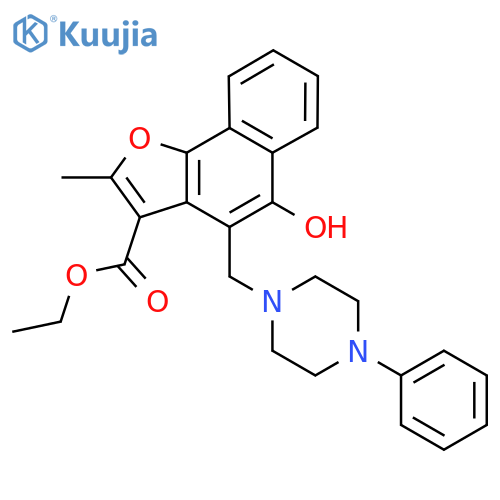 ethyl 5-hydroxy-2-methyl-4-(4-phenylpiperazin-1-yl)methylnaphtho1,2-bfuran-3-carboxylate structure
