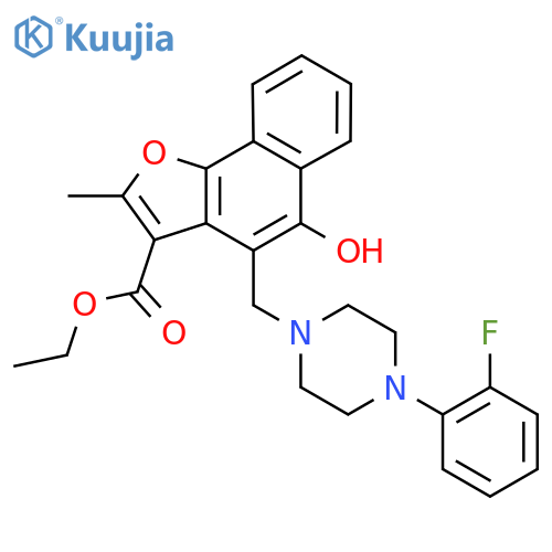 ethyl 4-{4-(2-fluorophenyl)piperazin-1-ylmethyl}-5-hydroxy-2-methylnaphtho1,2-bfuran-3-carboxylate structure