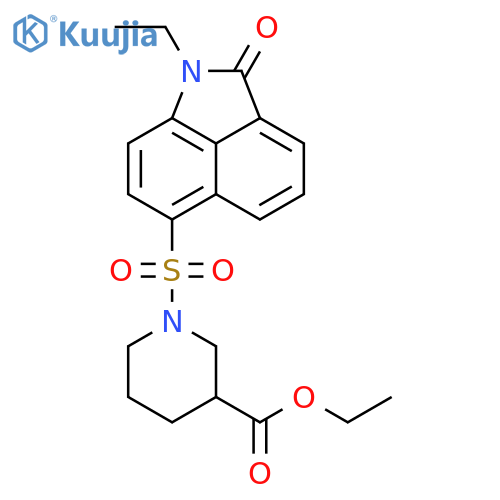 ethyl 1-({2-ethyl-3-oxo-2-azatricyclo6.3.1.0^{4,12}dodeca-1(12),4,6,8,10-pentaen-9-yl}sulfonyl)piperidine-3-carboxylate structure