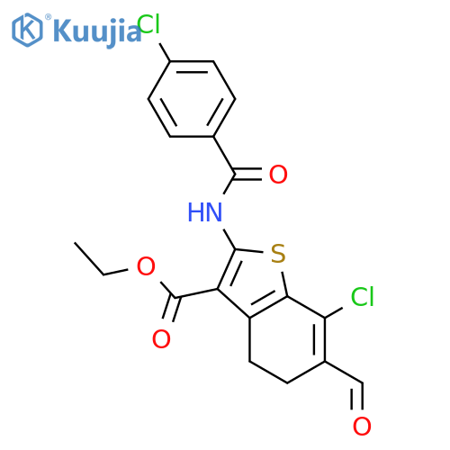<br>ethyl 7-chloro-2-[(4-chlorobenzoyl)amino]-6-formyl-4,5-dihydro-1-benzothiop hene-3-carboxylate structure