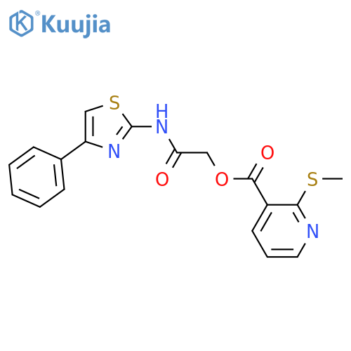 2-Oxo-2-((4-phenylthiazol-2-yl)amino)ethyl 2-(methylthio)nicotinate structure
