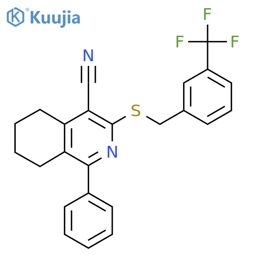 1-PHENYL-3-([3-(TRIFLUOROMETHYL)BENZYL]SULFANYL)-5,6,7,8-TETRAHYDRO-4-ISOQUINOLINECARBONITRILE structure