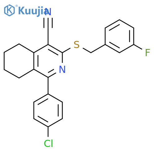 1-(4-Chlorophenyl)-3-[(3-fluorobenzyl)sulfanyl]-5,6,7,8-tetrahydro-4-isoquinolinecarbonitrile structure