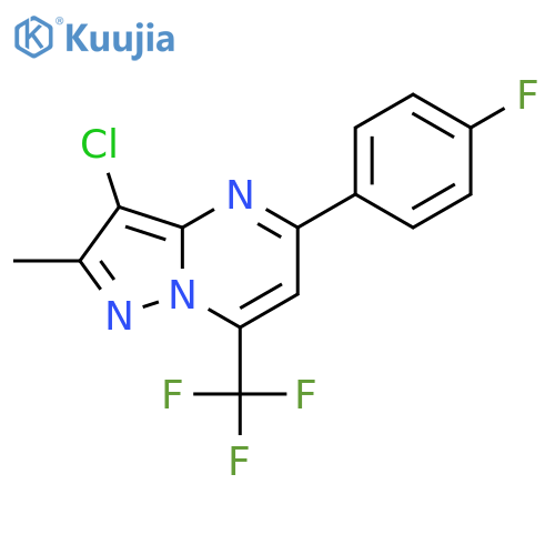 <br>3-Chloro-5-(4-fluoro-phenyl)-2-methyl-7-trifluoromethyl-pyrazolo[1,5-a]pyri midine structure