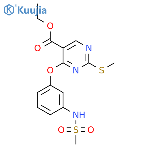 Ethyl 2-(methylsulfanyl)-4-{3-[(methylsulfonyl)amino]phenoxy}-5-pyrimidinecarboxylate structure