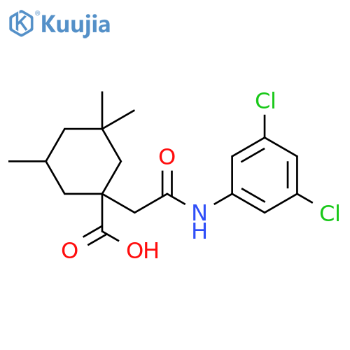 1-{[(3,5-dichlorophenyl)carbamoyl]methyl}-3,3,5-trimethylcyclohexane-1-carboxylic acid structure