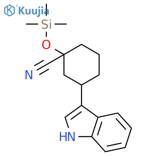 Cyclohexanecarbonitrile, 3-(1H-indol-3-yl)-1-[(trimethylsilyl)oxy]- structure