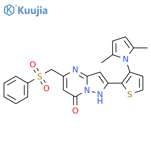 2-[3-(2,5-dimethyl-1H-pyrrol-1-yl)-2-thienyl]-5-[(phenylsulfonyl)methyl]pyrazolo[1,5-a]pyrimidin-7-ol structure