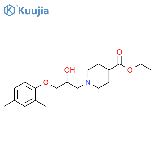 4-Piperidinecarboxylic acid, 1-[3-(2,4-dimethylphenoxy)-2-hydroxypropyl]-, ethyl ester structure