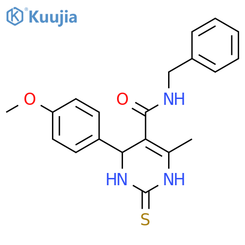 N-benzyl-4-(4-methoxyphenyl)-6-methyl-2-sulfanylidene-1,2,3,4-tetrahydropyrimidine-5-carboxamide structure