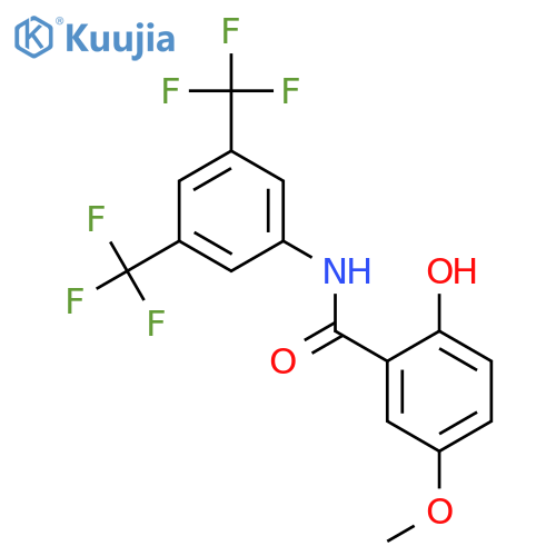 Benzamide, N-[3,5-bis(trifluoromethyl)phenyl]-2-hydroxy-5-methoxy- structure