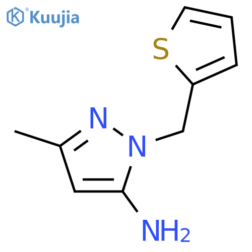 3-methyl-1-(thiophen-2-yl)methyl-1H-pyrazol-5-amine structure