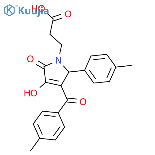 <br>3-[3-hydroxy-4-(4-methylbenzoyl)-5-(4-methylphenyl)-2-oxo-2,5-dihydro-1H-py rrol-1-yl]propanoic acid structure