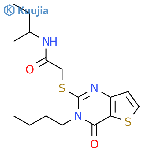 N-(butan-2-yl)-2-({3-butyl-4-oxo-3H,4H-thieno3,2-dpyrimidin-2-yl}sulfanyl)acetamide structure
