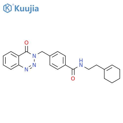 N-2-(cyclohex-1-en-1-yl)ethyl-4-(4-oxo-3,4-dihydro-1,2,3-benzotriazin-3-yl)methylbenzamide structure