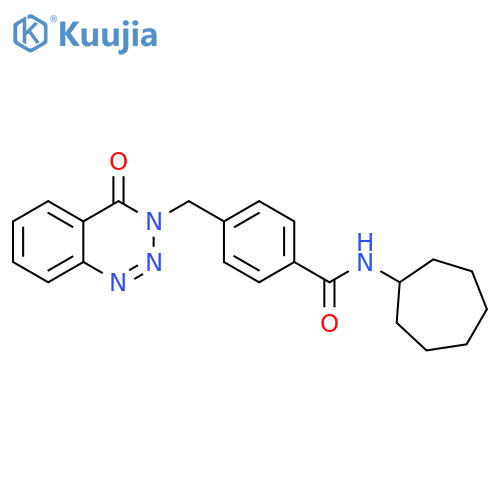 N-cycloheptyl-4-(4-oxo-3,4-dihydro-1,2,3-benzotriazin-3-yl)methylbenzamide structure