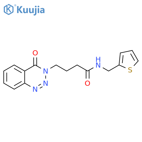 4-(4-oxo-3,4-dihydro-1,2,3-benzotriazin-3-yl)-N-(thiophen-2-yl)methylbutanamide structure
