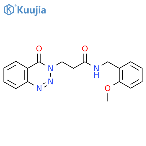 N-(2-methoxyphenyl)methyl-3-(4-oxo-3,4-dihydro-1,2,3-benzotriazin-3-yl)propanamide structure