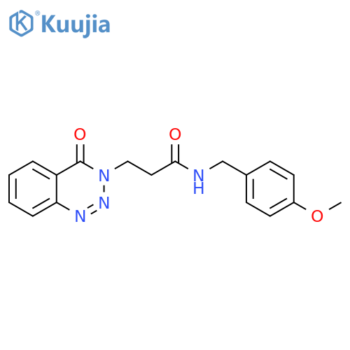 N-(4-methoxyphenyl)methyl-3-(4-oxo-3,4-dihydro-1,2,3-benzotriazin-3-yl)propanamide structure