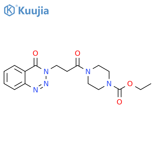 ethyl 4-(3-(4-oxobenzo[d][1,2,3]triazin-3(4H)-yl)propanoyl)piperazine-1-carboxylate structure