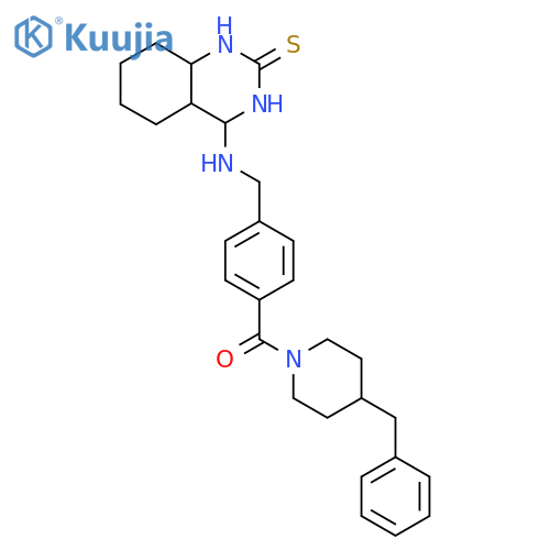 4-({[4-(4-Benzylpiperidine-1-carbonyl)phenyl]methyl}amino)-1,2-dihydroquinazoline-2-thione structure