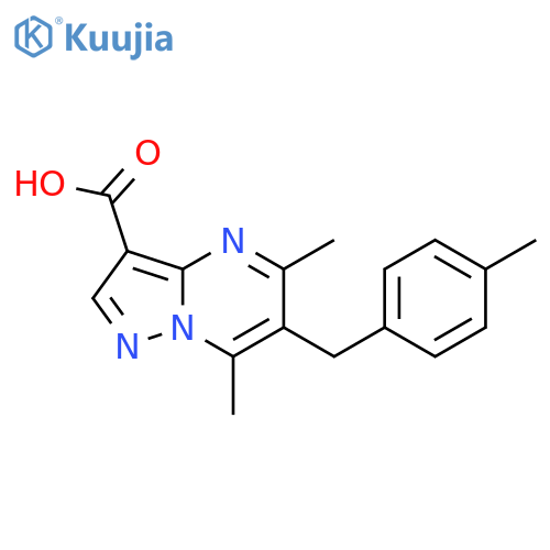 5,7-Dimethyl-6-(4-methylbenzyl)pyrazolo-1,5-apyrimidine-3-carboxylic acid structure