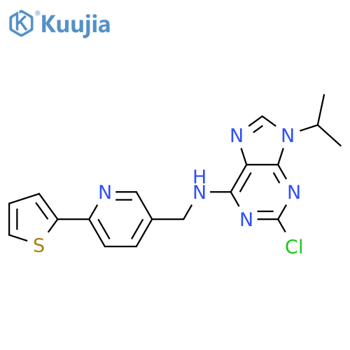 9H-Purin-6-amine, 2-chloro-9-(1-methylethyl)-N-[[6-(2-thienyl)-3-pyridinyl]methyl]- structure