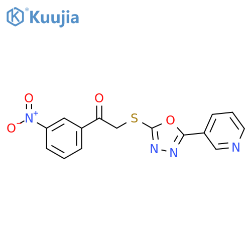 1-(3-nitrophenyl)-2-{5-(pyridin-3-yl)-1,3,4-oxadiazol-2-ylsulfanyl}ethan-1-one structure