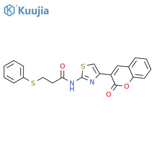 N-4-(2-oxo-2H-chromen-3-yl)-1,3-thiazol-2-yl-3-(phenylsulfanyl)propanamide structure
