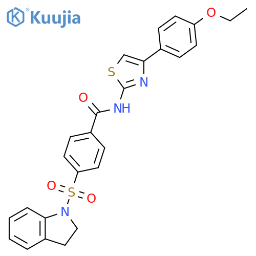 4-(2,3-dihydro-1H-indole-1-sulfonyl)-N-4-(4-ethoxyphenyl)-1,3-thiazol-2-ylbenzamide structure