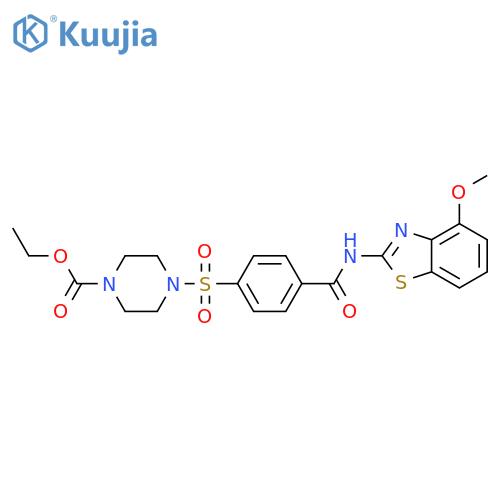 ethyl 4-{4-(4-methoxy-1,3-benzothiazol-2-yl)carbamoylbenzenesulfonyl}piperazine-1-carboxylate structure