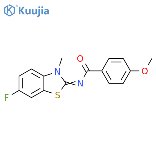 N-(2E)-6-fluoro-3-methyl-2,3-dihydro-1,3-benzothiazol-2-ylidene-4-methoxybenzamide structure