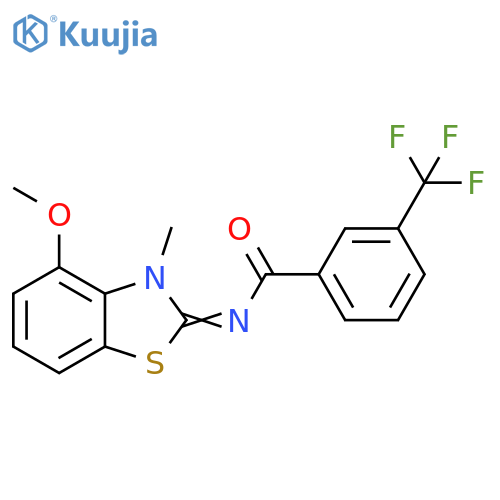 N-(2E)-4-methoxy-3-methyl-2,3-dihydro-1,3-benzothiazol-2-ylidene-3-(trifluoromethyl)benzamide structure