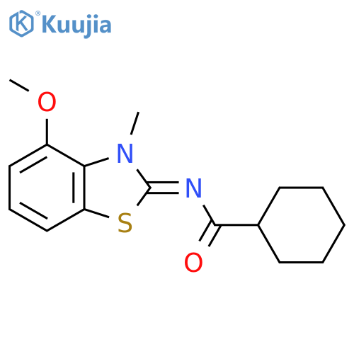 N-[(2E)-4-methoxy-3-methyl-2,3-dihydro-1,3-benzothiazol-2-ylidene]cyclohexanecarboxamide structure