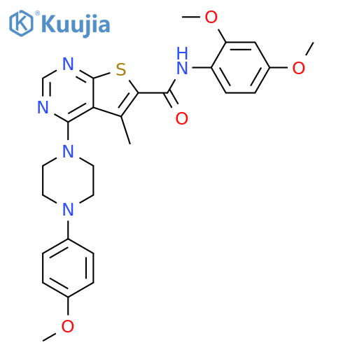 N-(2,4-dimethoxyphenyl)-4-4-(4-methoxyphenyl)piperazin-1-yl-5-methylthieno2,3-dpyrimidine-6-carboxamide structure